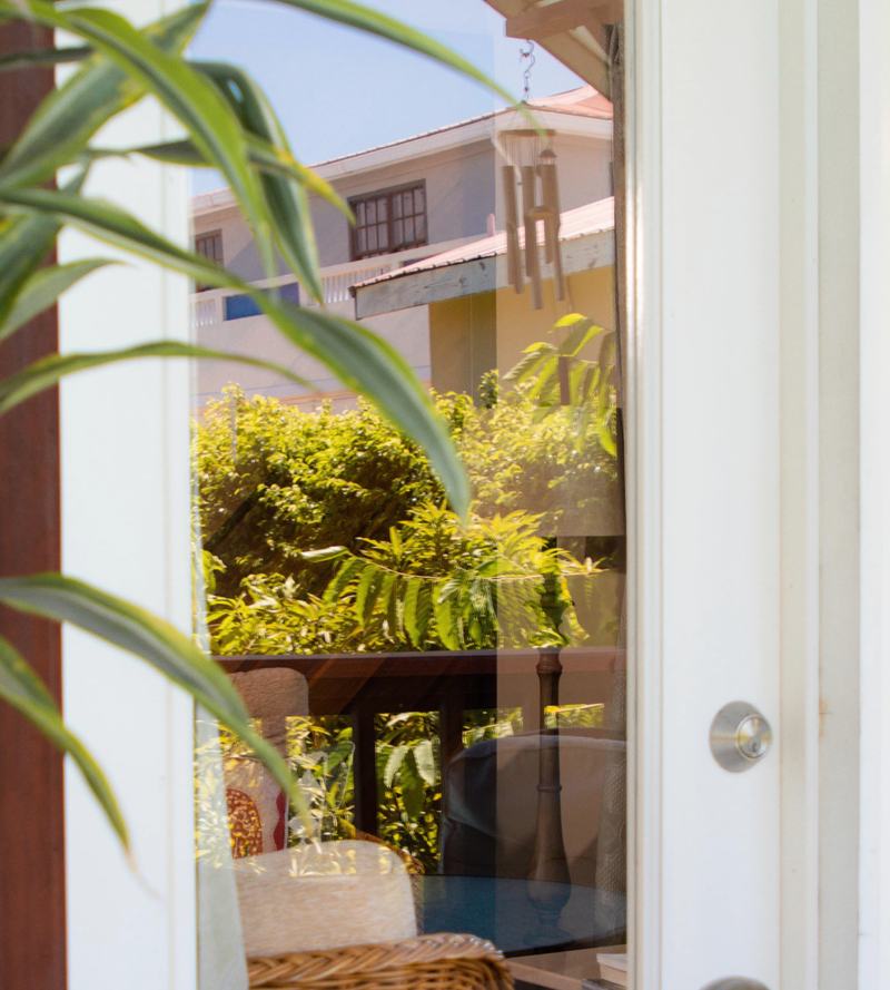 Garden view from the veranda doors at Central City Paradise